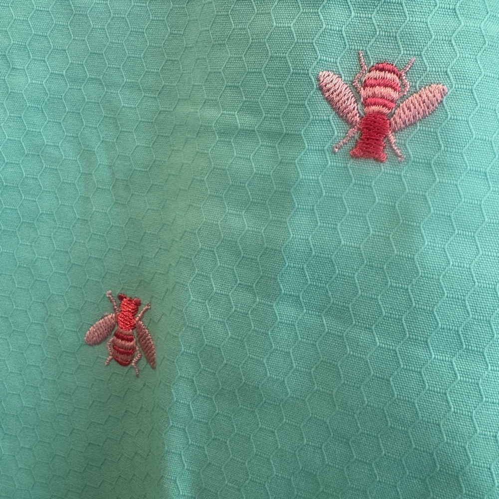 Lilly Pulitzer Turquoise Pants with Pink Bees Embroidery - Picture 2 of 7
